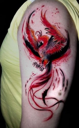 27 Majestic Phoenix Color Tattoo Designs