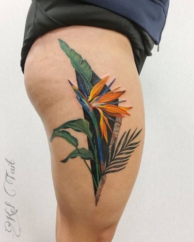 23 Vibrant Color Flower Tattoo Ideas