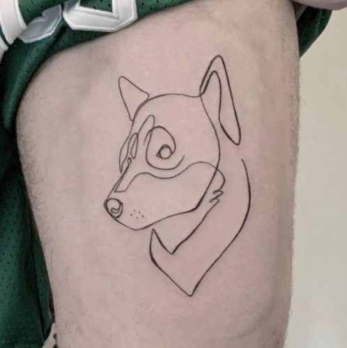 15 Sleek Dog Outline Tattoo Ideas