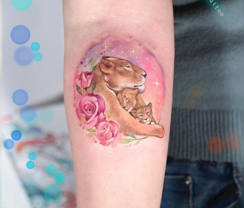 19 Lion Tattoo with Cubs: Celebrate Family and Love