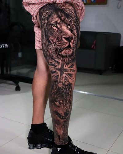 Leg Lion Tattoo: 22 Dynamic Designs for a Daring Look - Welcome to ...