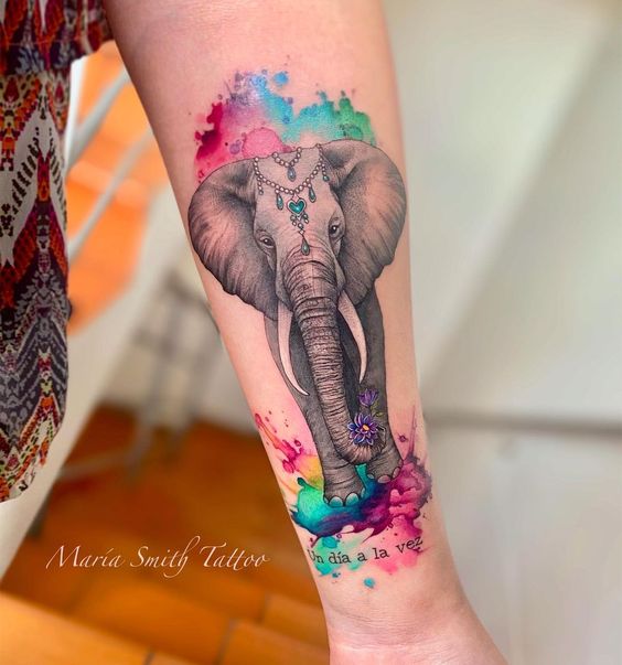 19 Elephant Tattoo Ideas with Flowers