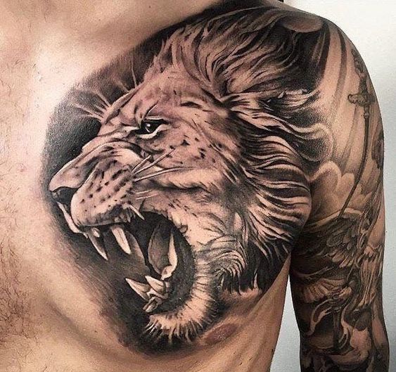 Roar with Confidence: 20 Lion Tattoo on Chest Design Ideas - besttattoo ...