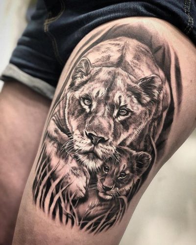 Thigh Lion Tattoo: 23 Majestic and Alluring Designs