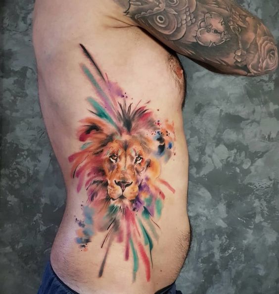Expressive and Bold: 18 Lion Tattoo on Ribs - Welcome to Fashion ...