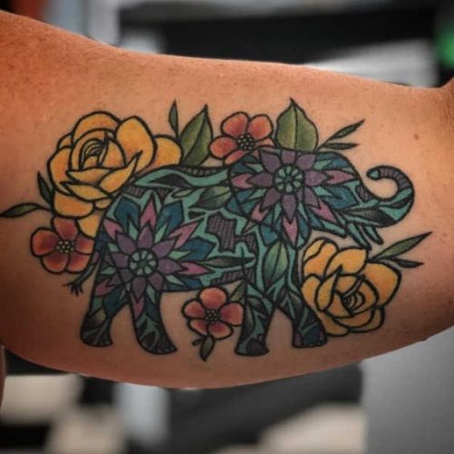 19 Elephant Tattoos with Raised Trunk Ideas