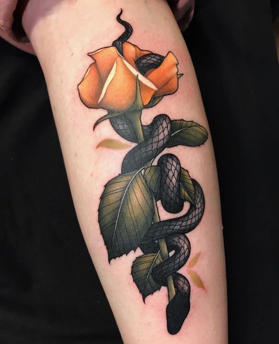 29 Snake and Flower Tattoos Ideas: A Harmonious Fusion of Nature and ...