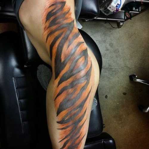 25 Tiger Tattoo on Thigh Ideas