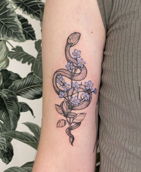 29 Snake and Flower Tattoos Ideas: A Harmonious Fusion of Nature and ...