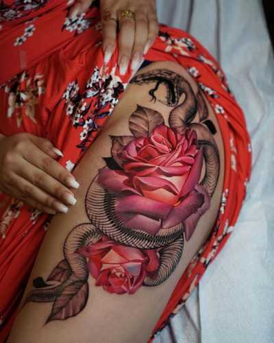 23 Snake Tattoos on Thigh Ideas for Alluring Art
