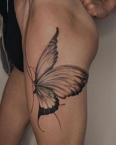 Stunning 2025 Butterfly Tattoo Thigh Designs for Women &#038; Men &#8211; Ideas from Simple to Large