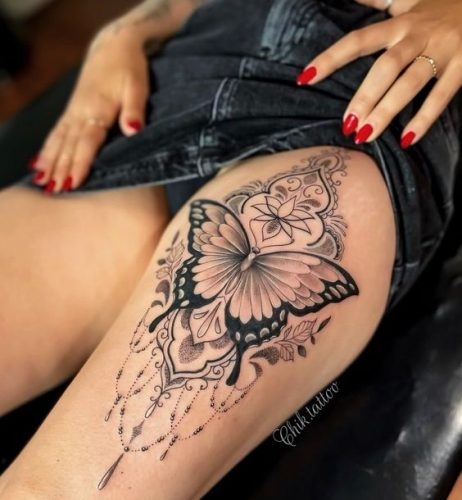 Stunning 2025 Butterfly Tattoo Thigh Designs for Women &#038; Men &#8211; Ideas from Simple to Large