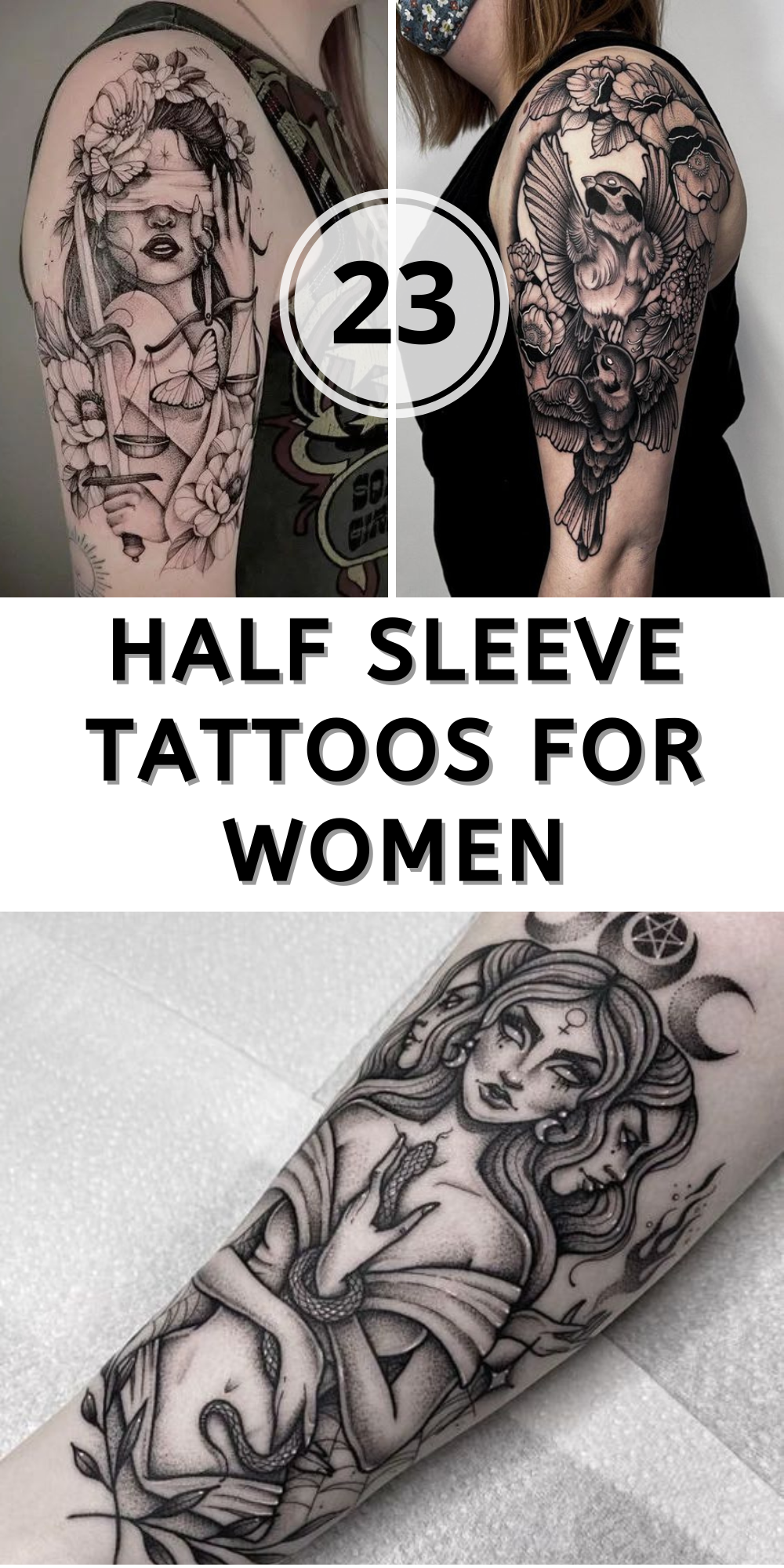 Explore 23 Unique Half Sleeve Tattoos for Women for Upper Arm Designs