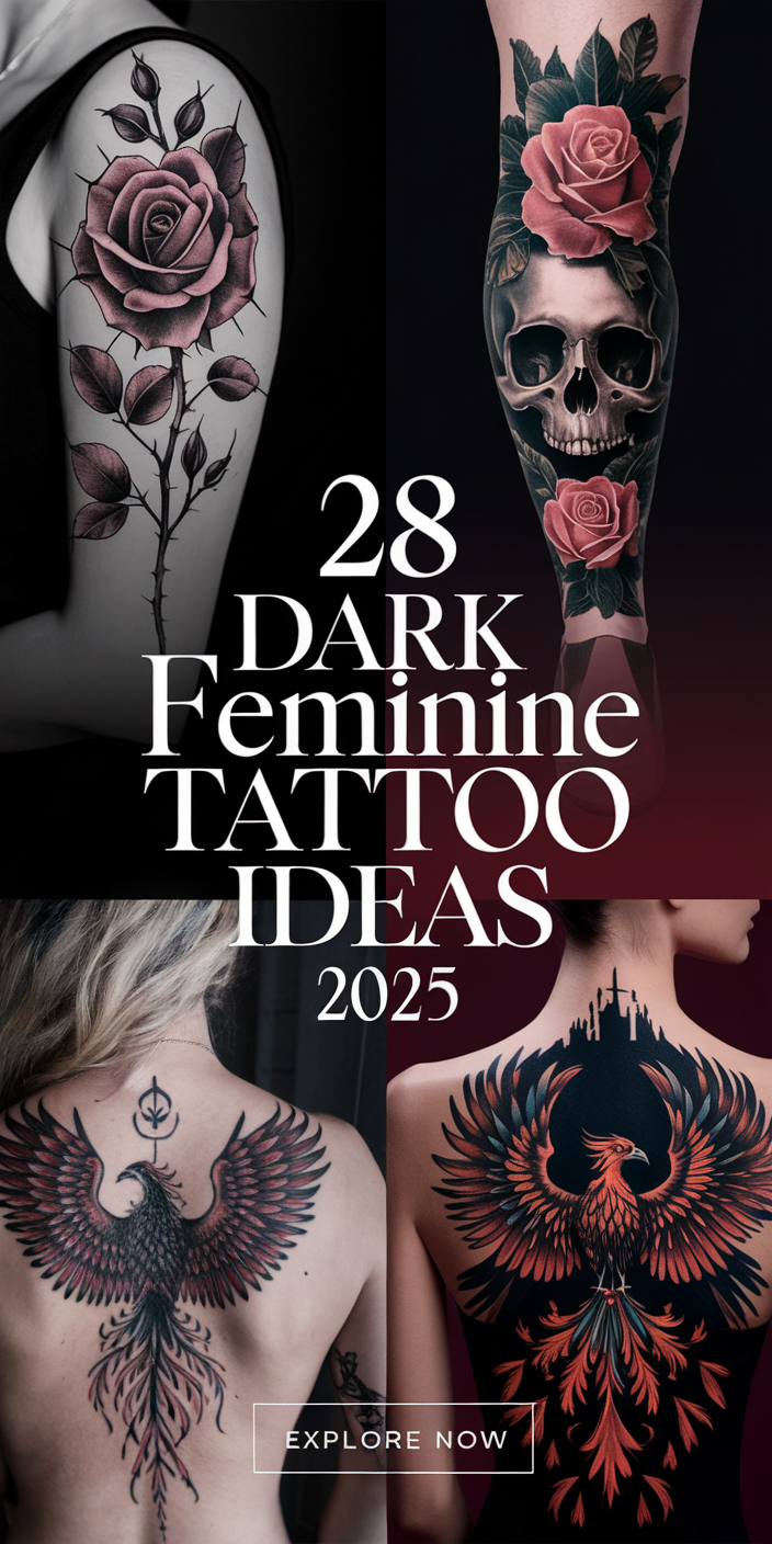 Dark Feminine Tattoos 2025: Bold &#038; Aesthetic Ideas for Women – Thigh, Forearm, Leg Sleeve, Back, Ribs &#038; More