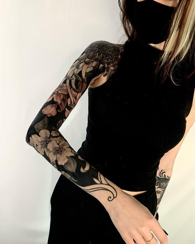 Discover Bold Blackout Tattoo Ideas 2025: Full Sleeve, Geometric, Abstract, with White Ink