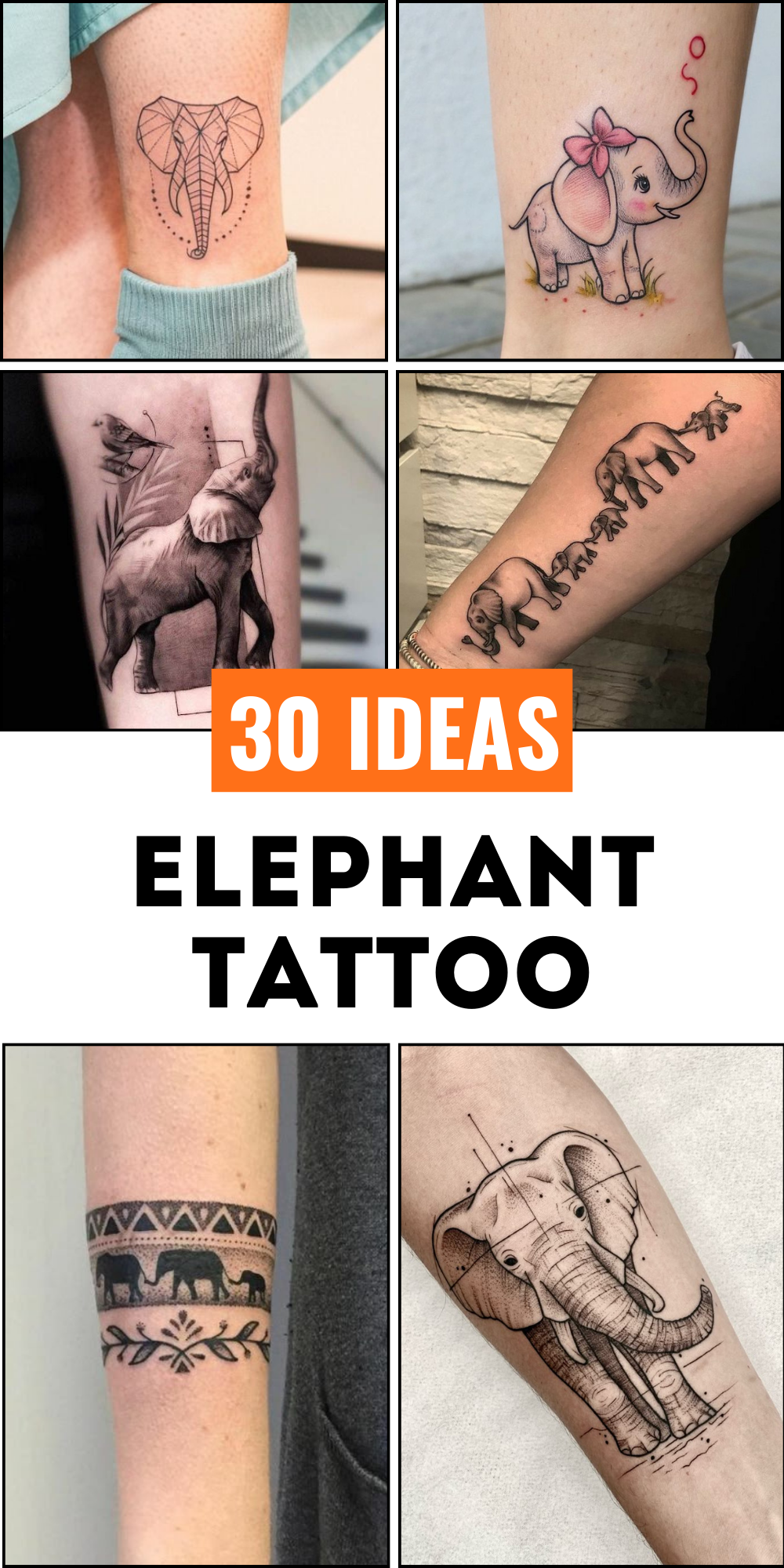 30 Stunning Elephant Tattoo Ideas for 2025 – Realistic, Minimal, Mandala, Cute, Designs