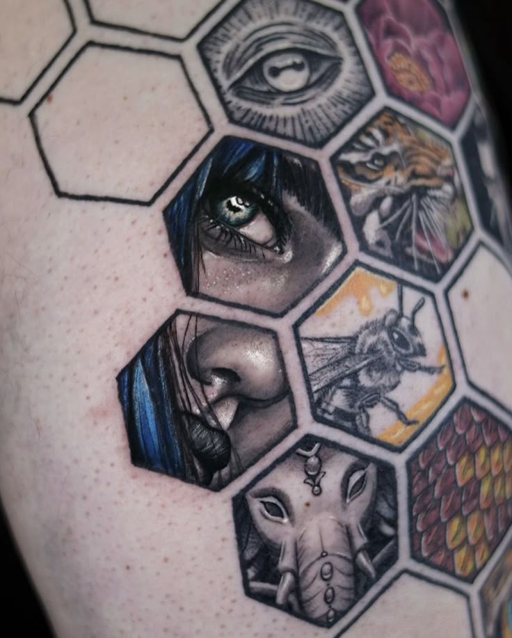 30 Honeycomb Tattoo Ideas 2025 with Bees, Flowers, and Geometric Patterns for Men and Women