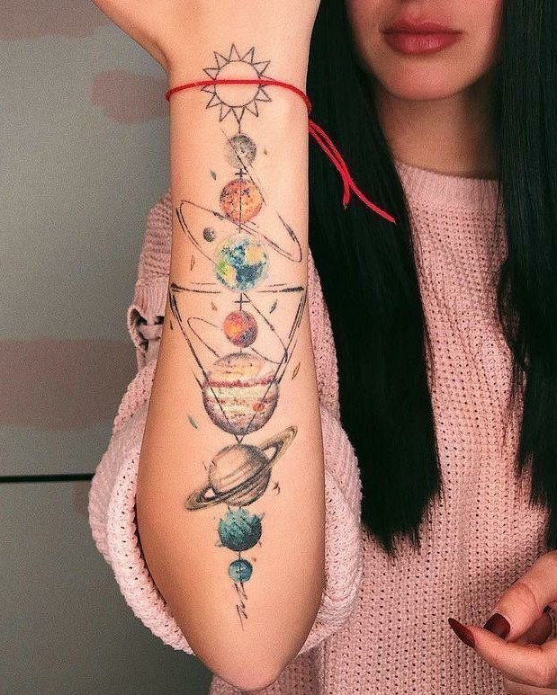 27 Space Tattoo Ideas 2025 for Women and Men – Galaxy Sleeve Designs, Minimalist Forearm Art
