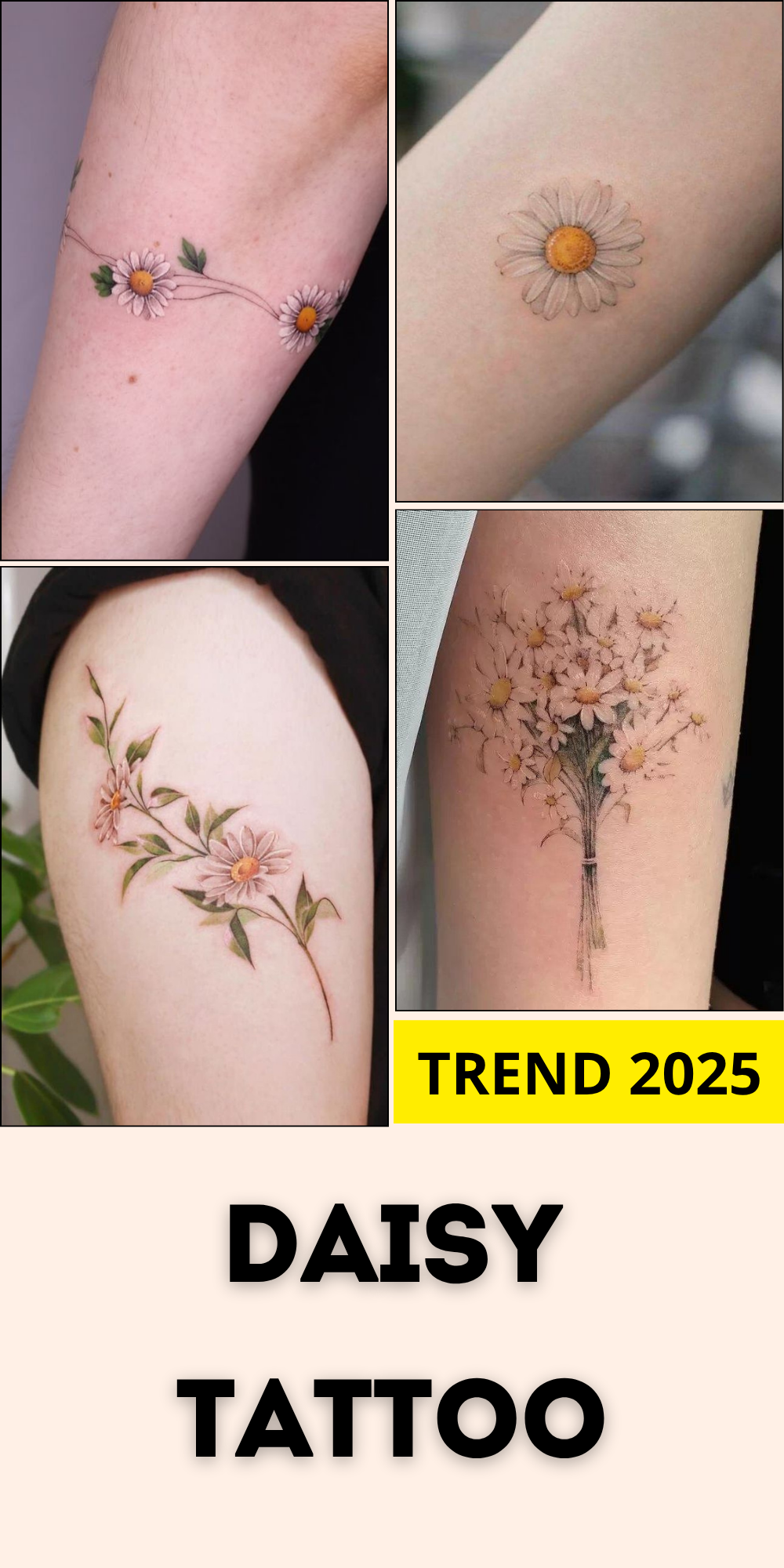 25 Daisy Tattoo Ideas 2025 with Fine Line, Watercolor, Minimalist, Stencil, Traditional &#038; Dainty Designs