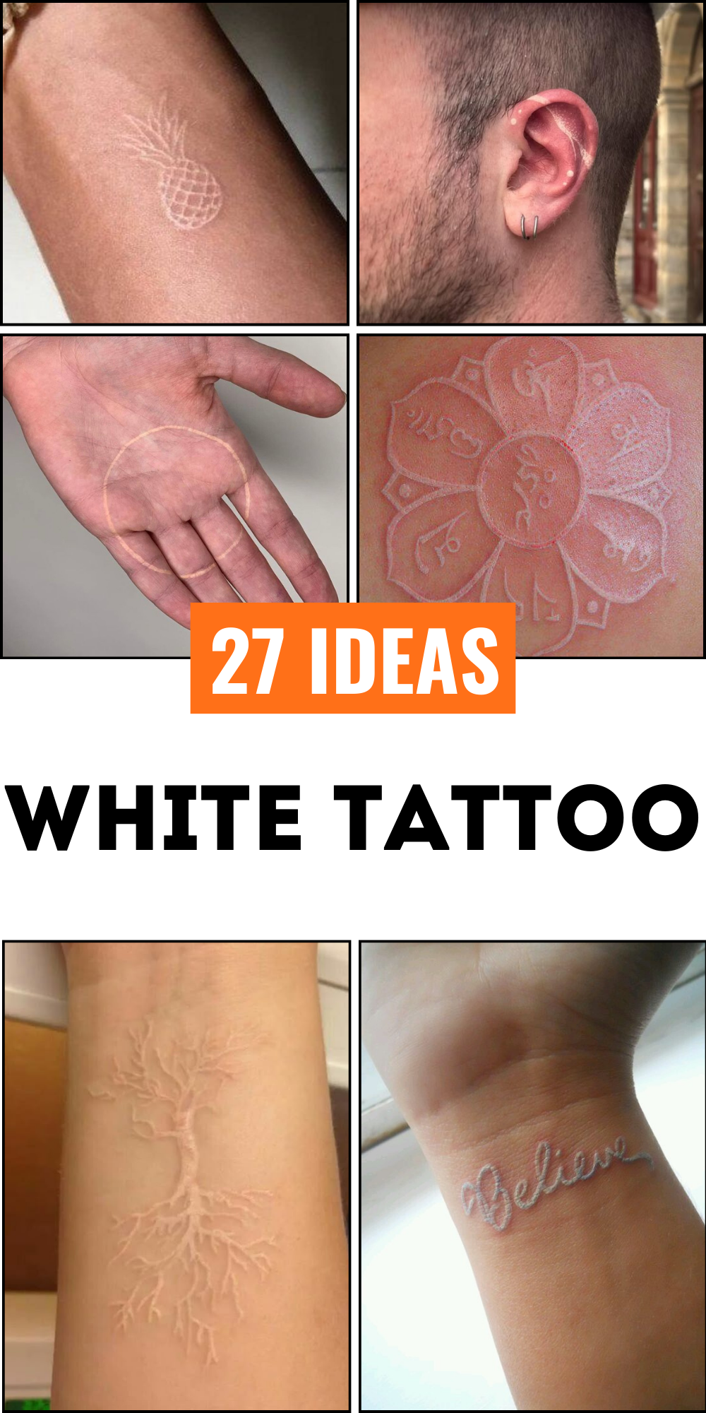 27 White Tattoo Ideas 2025 for Women and Men – Aesthetic Designs on Dark Skin and More
