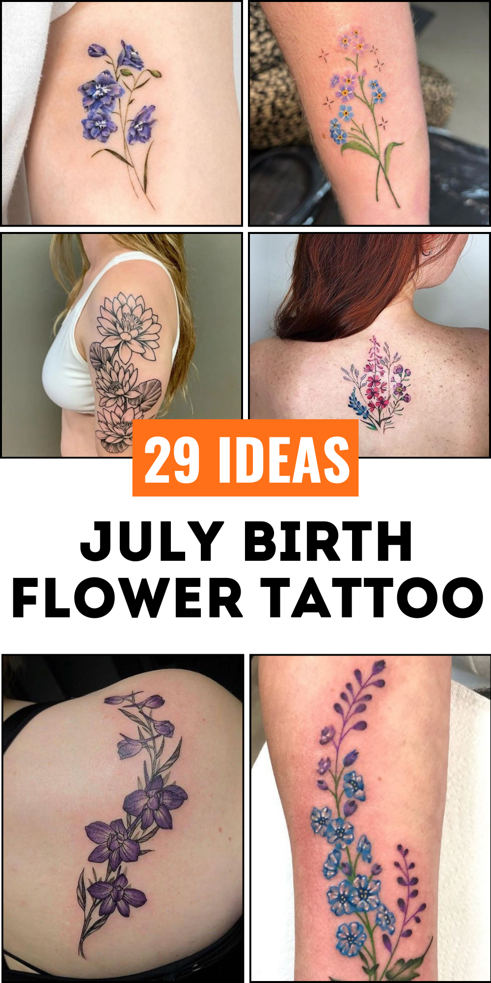 29 July Birth Flower Tattoo Ideas 2025 – Fine Line, Spine, Arm, Shoulder &#038; Sleeve Designs