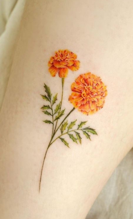 26 Marigold Tattoo Ideas 2025 for Every Style – Fineline, Realistic, Black and White, Traditional, and Color Designs