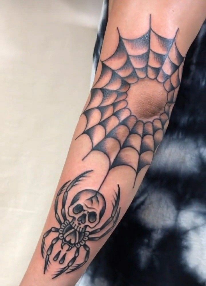 27 Spider Web Tattoo Ideas 2025 for Men and Women – Shoulder, Full Sleeve, Stencil Designs