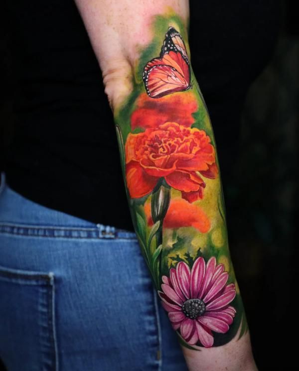 26 Marigold Tattoo Ideas 2025 for Every Style – Fineline, Realistic, Black and White, Traditional, and Color Designs
