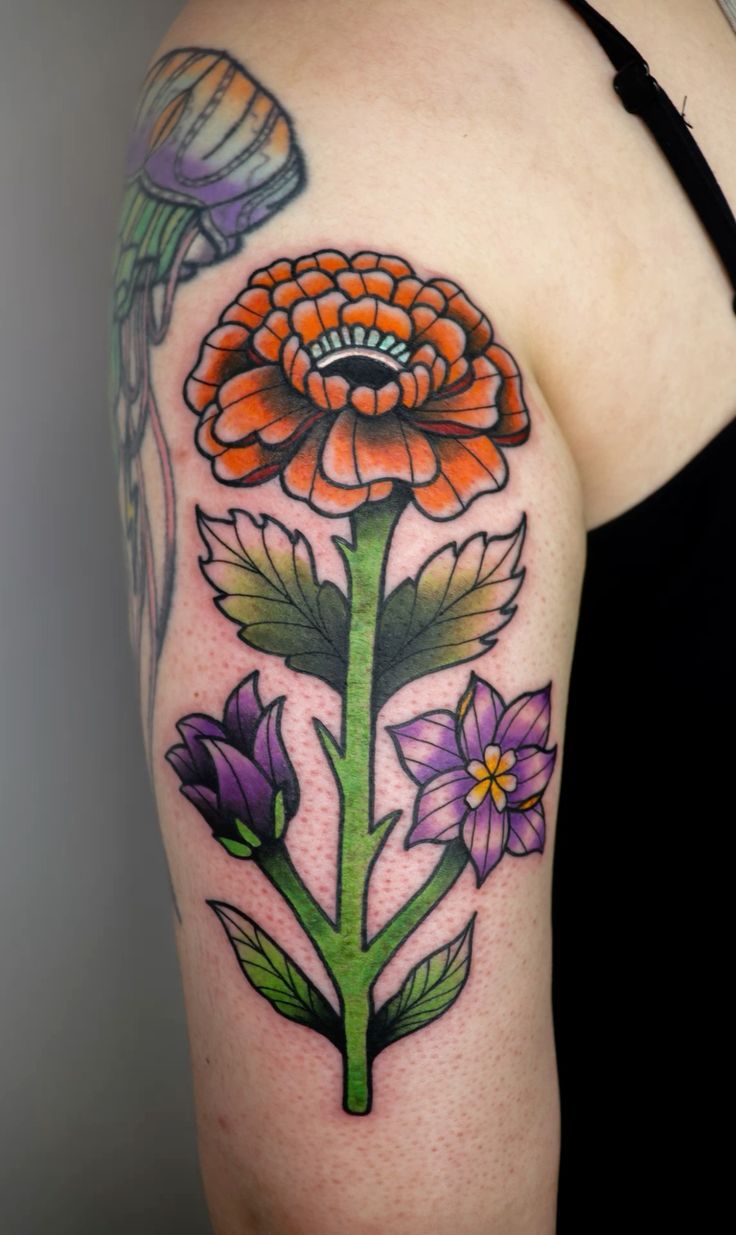 26 Marigold Tattoo Ideas 2025 for Every Style – Fineline, Realistic, Black and White, Traditional, and Color Designs