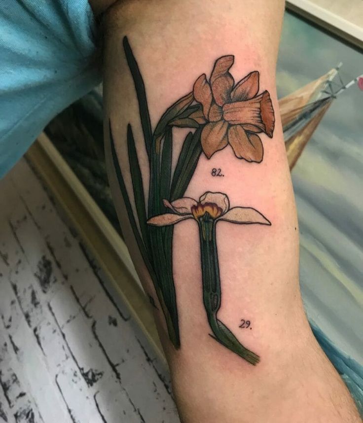 30 Daffodil Tattoo Ideas 2025: Fine Line, Traditional with Name, Birth Flower &#038; Neotraditional Design