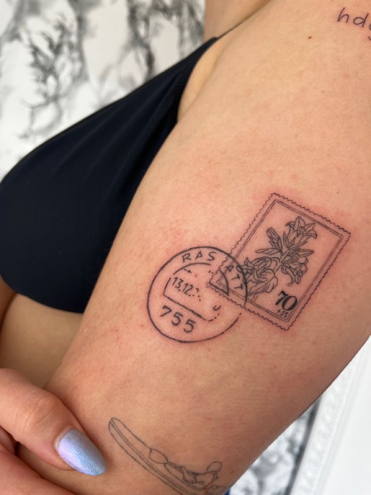 30 Unique Stamp Tattoo Ideas 2025 with Travel, Floral, Vintage, Fine Line, and Matching Postage Designs