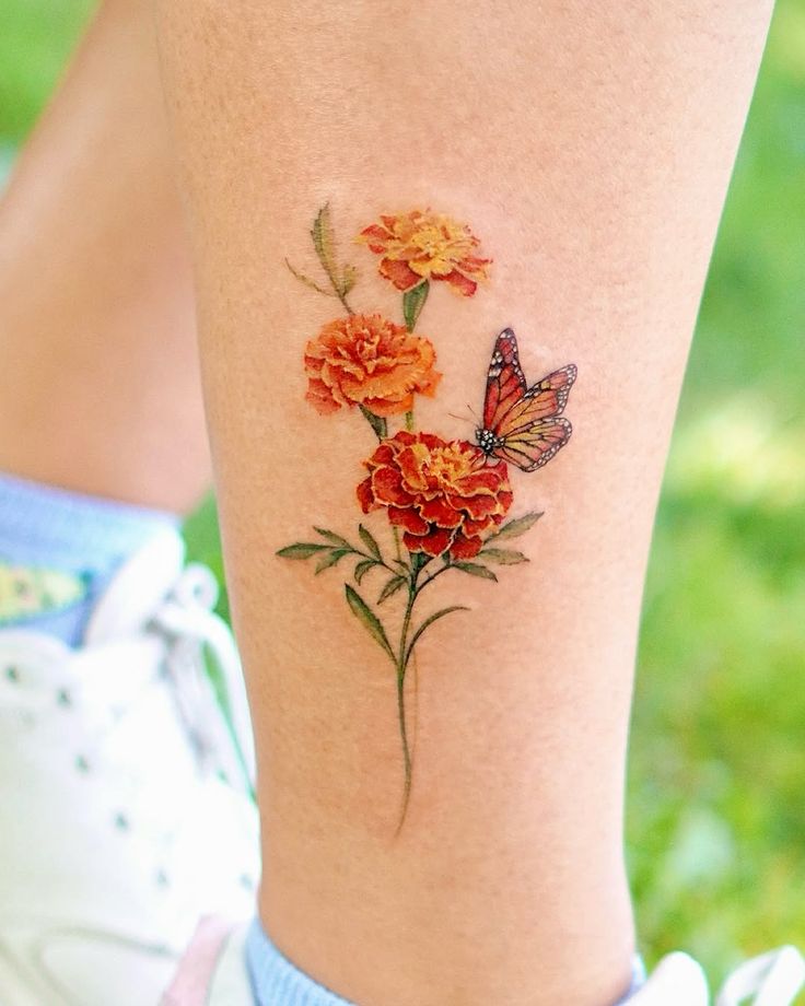 26 Marigold Tattoo Ideas 2025 for Every Style – Fineline, Realistic, Black and White, Traditional, and Color Designs