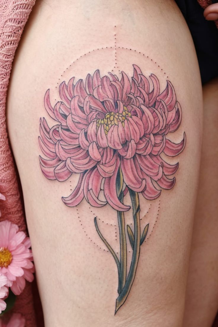 32 Chrysanthemum Tattoo Ideas 2025: Japanese Traditional, Fineline, Sleeve, Stencil, Red And Black