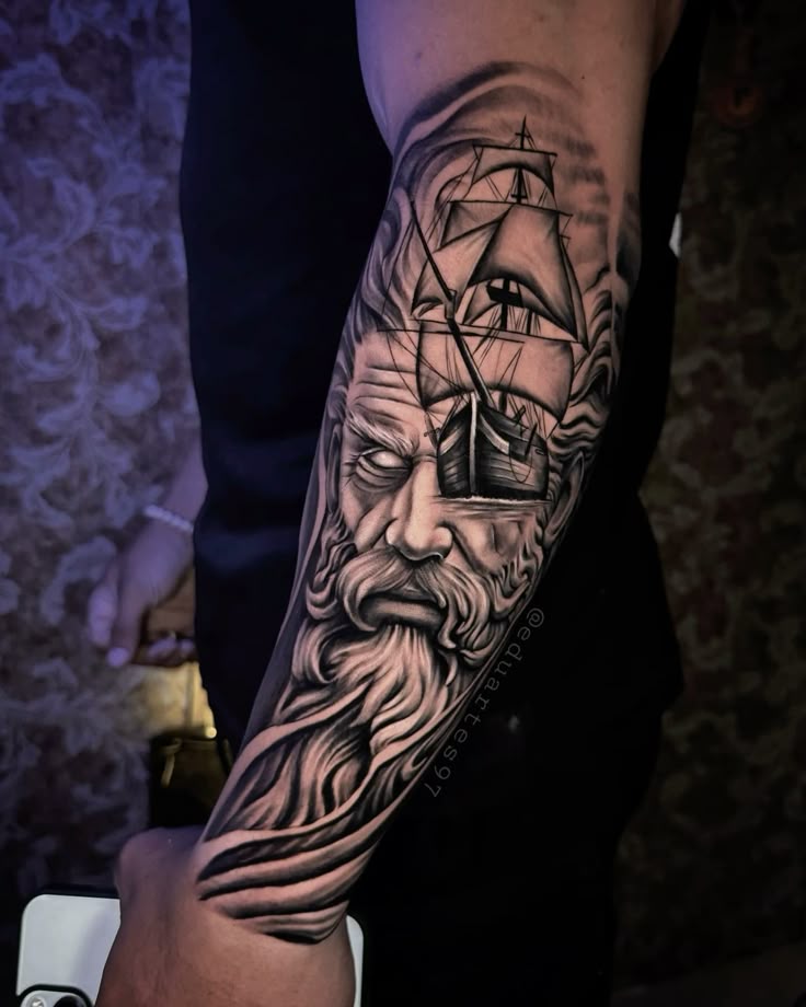 Poseidon Tattoo 26 Ideas 2025: Powerful Greek Mythology Designs for Men Featuring Sleeve