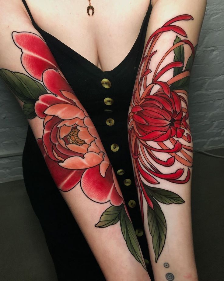 32 Chrysanthemum Tattoo Ideas 2025: Japanese Traditional, Fineline, Sleeve, Stencil, Red And Black