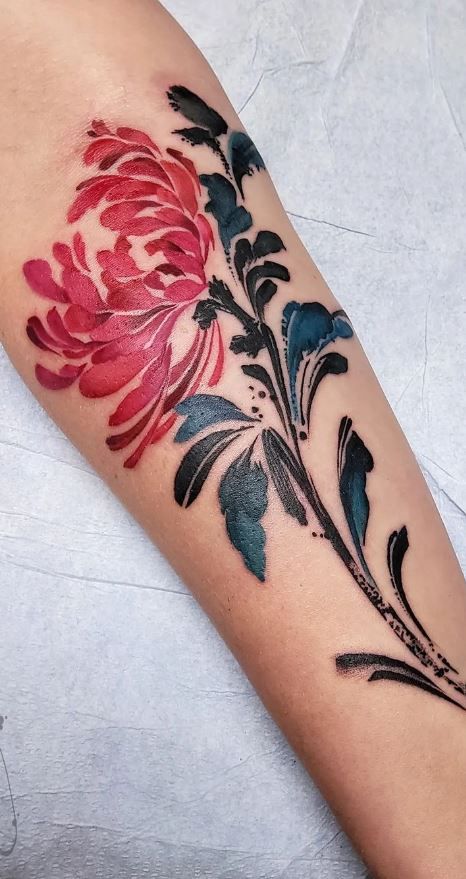 32 Chrysanthemum Tattoo Ideas 2025: Japanese Traditional, Fineline, Sleeve, Stencil, Red And Black