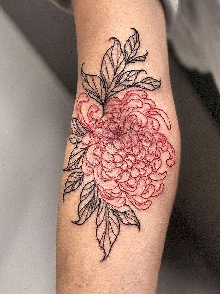 32 Chrysanthemum Tattoo Ideas 2025: Japanese Traditional, Fineline, Sleeve, Stencil, Red And Black