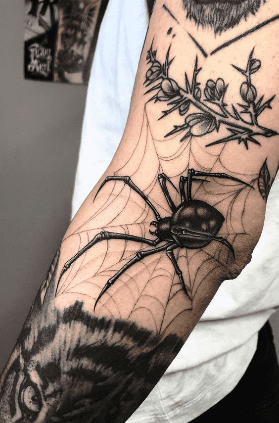 27 Spider Web Tattoo Ideas 2025 for Men and Women – Shoulder, Full Sleeve, Stencil Designs