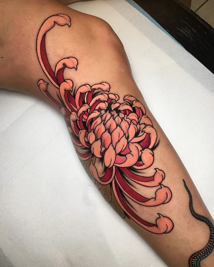 32 Chrysanthemum Tattoo Ideas 2025: Japanese Traditional, Fineline, Sleeve, Stencil, Red And Black