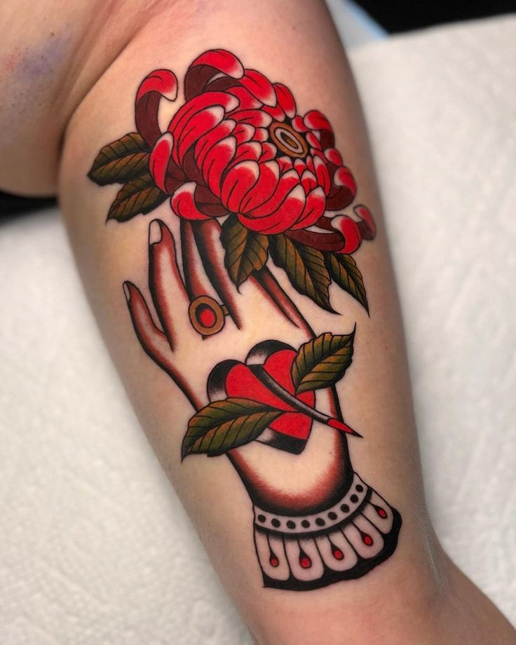 32 Chrysanthemum Tattoo Ideas 2025: Japanese Traditional, Fineline, Sleeve, Stencil, Red And Black