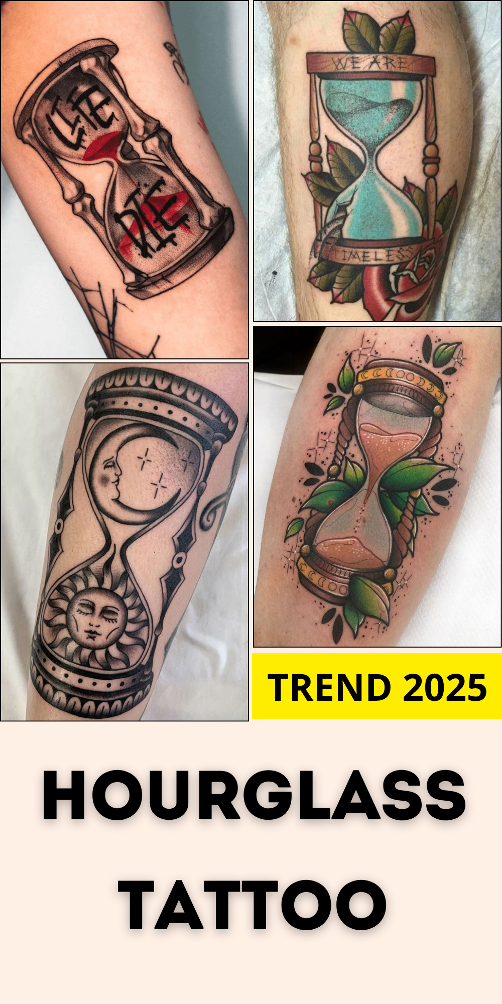 29 Hourglass Tattoo Ideas 2025 with Meaningful Designs for Men and Women — Minimalist, Feminine, Traditional
