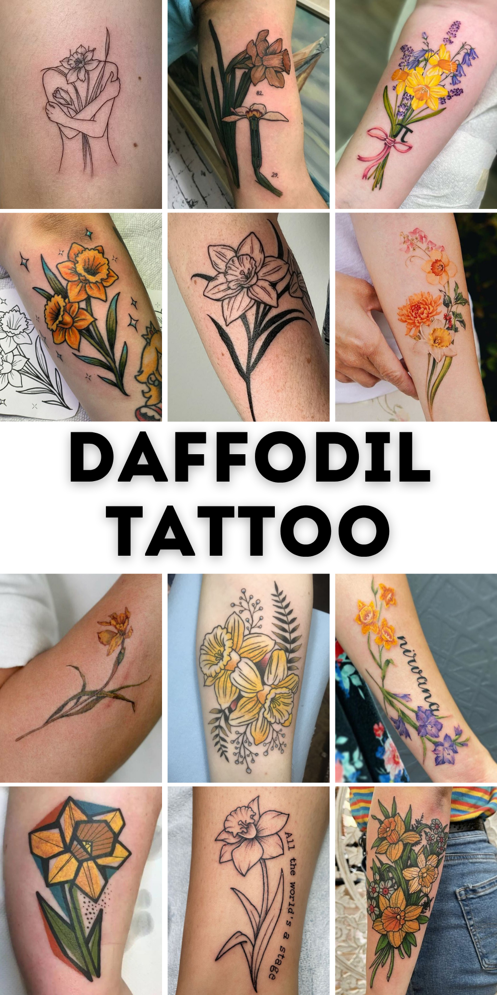 30 Daffodil Tattoo Ideas 2025: Fine Line, Traditional with Name, Birth Flower &#038; Neotraditional Design