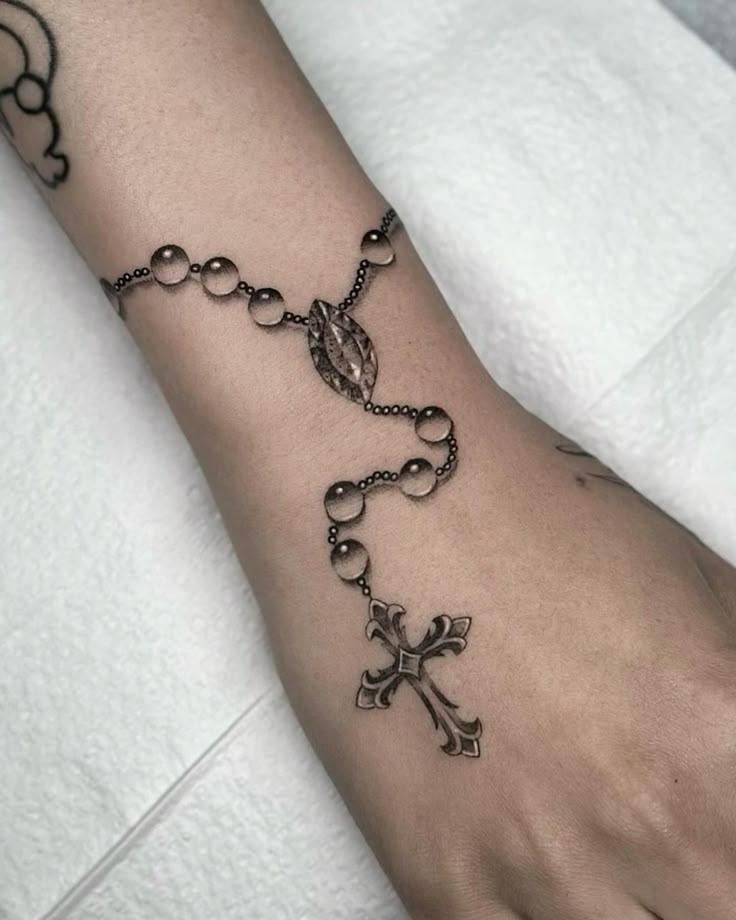 26 Rosary Tattoo Ideas 2025 for Wrist, Hand, Foot, Arm, and Ankle – Women Sleeve &#038; Men Sleeve Styles