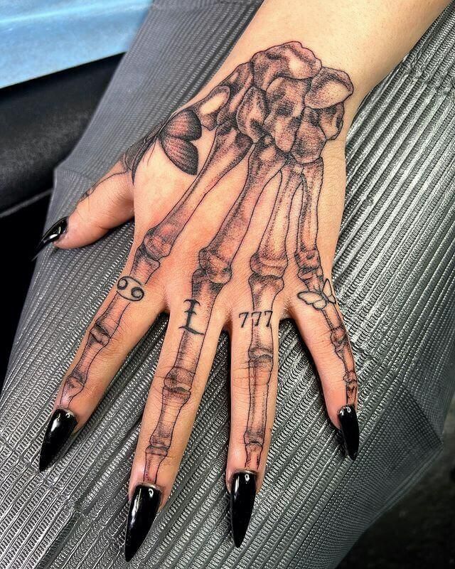 28 Skeleton Hand Tattoo Ideas 2025 Designs for Guy and Girl, Floral, Butterfly, Red ink and Full Body