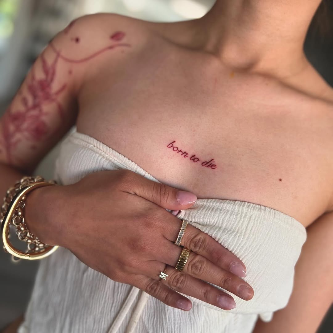 30 Born to Die Tattoo Ideas 2025: Aesthetic Lettering, Stomach and Collarbone Placement