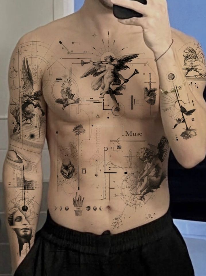 Abstract Tattoo Ideas 2025: 30 Unique Designs, Fineline, Geometric &#038; Black Work Designs
