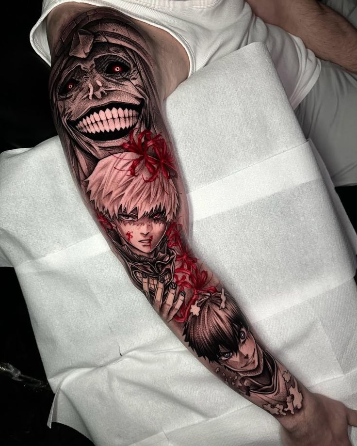 29 Tokyo Ghoul Tattoo Ideas 2025 – Kaneki Designs, Juuzou Ink, Centipede Tattoos, &#038; Spider Lily Florals