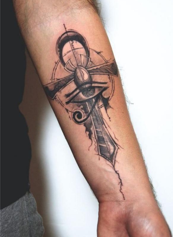 27 Ankh Tattoo Ideas 2025 with Eye of Horus, Spine, Chest, Minimalist Symbolic Ink