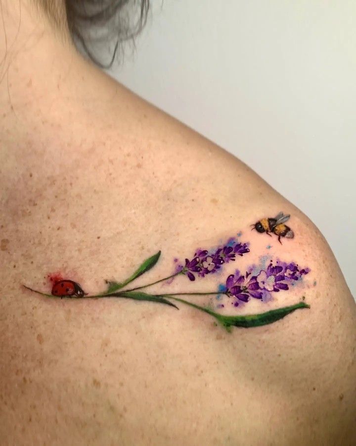 27 Lavender Tattoo Ideas 2025: Fine Line, Bee, Rosemary, Black and Grey, Minimalist, Men and Women