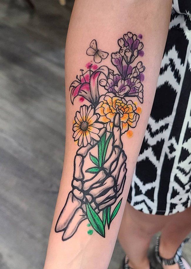 28 Skeleton Hand Tattoo Ideas 2025 Designs for Guy and Girl, Floral, Butterfly, Red ink and Full Body
